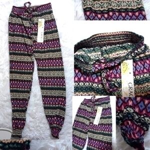 🛍Grace Multi-Print Elastic Waist Pants- Size XL
